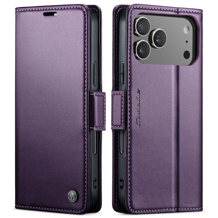CaseMe 023 Butterfly Buckle Litchi Texture RFID Anti-theft Leather Phone Case, For iPhone 17e / 16e, For iPhone 17 Pro Max, For iPhone 17 Pro, For iPhone 17