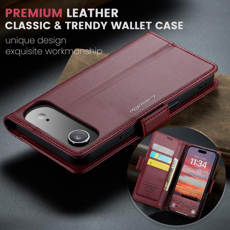 CaseMe 023 Butterfly Buckle Litchi Texture RFID Anti-theft Leather Phone Case, For iPhone Air, For iPhone 16 Pro Max, For iPhone 16 Pro, For iPhone 16 Plus