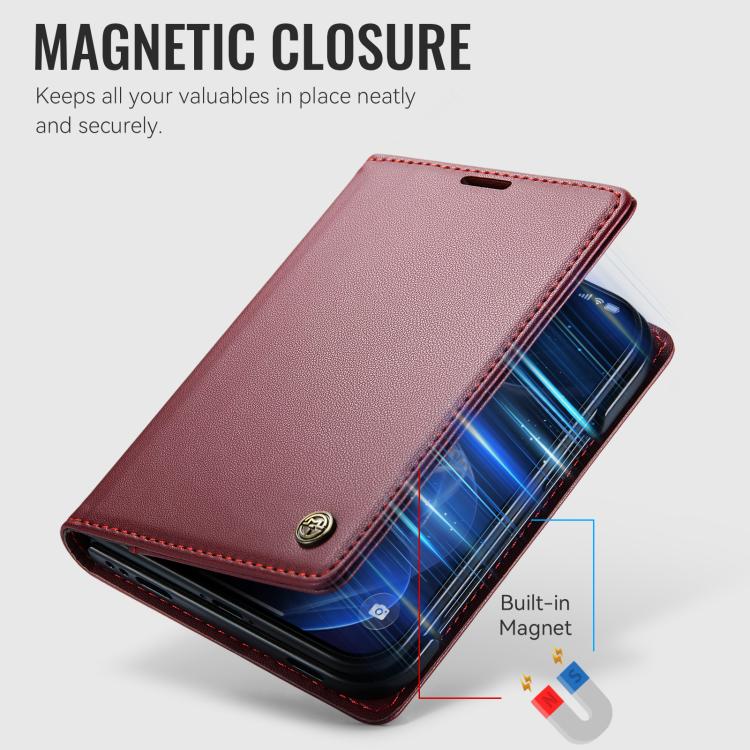 CaseMe 023 Butterfly Buckle Litchi Texture RFID Anti-theft Leather Phone Case, For iPhone 17e / 16e, For iPhone 17 Pro Max, For iPhone 17 Pro, For iPhone 17