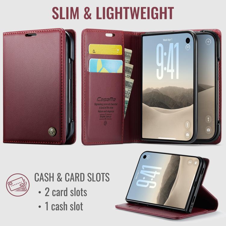 CaseMe 023 Butterfly Buckle Litchi Texture RFID Anti-theft Leather Phone Case, For iPhone 17e / 16e, For iPhone 17 Pro Max, For iPhone 17 Pro, For iPhone 17