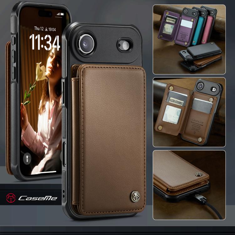 CaseMe C22 Card Slots Holder RFID Anti-theft Phone Case, For iPhone 16e, For iPhone 16 Pro Max, For iPhone 16 Pro, For iPhone 16 Plus
