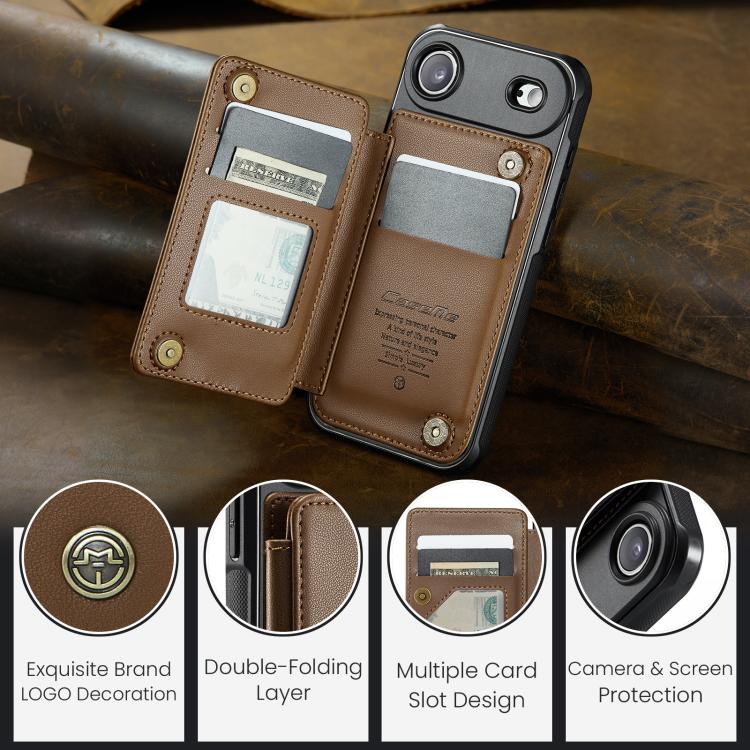 CaseMe C22 Card Slots Holder RFID Anti-theft Phone Case, For iPhone 16e, For iPhone 16 Pro Max, For iPhone 16 Pro, For iPhone 16 Plus