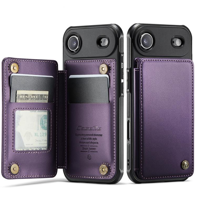 CaseMe C22 Card Slots Holder RFID Anti-theft Phone Case, For iPhone 16e, For iPhone 16 Pro Max, For iPhone 16 Pro, For iPhone 16 Plus