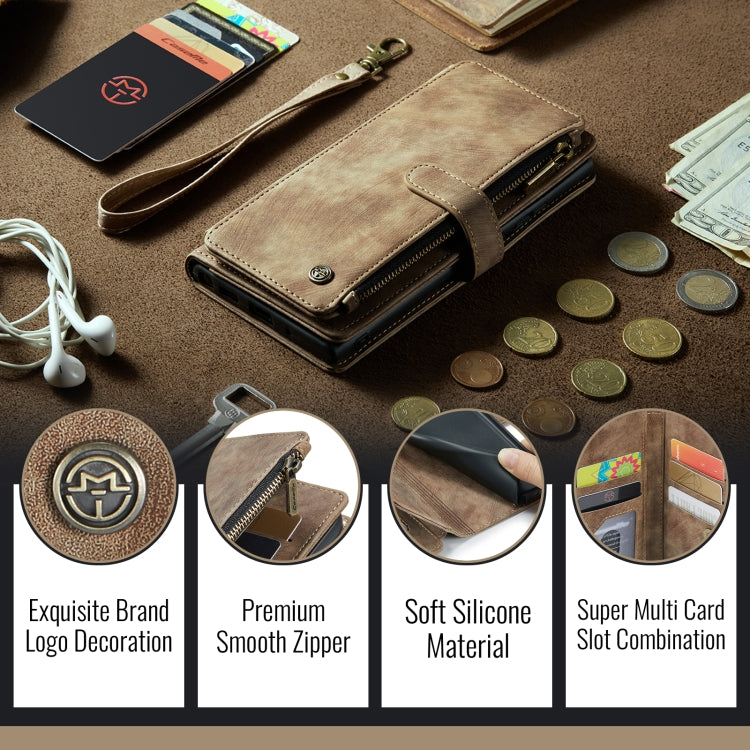 CaseMe C30 Card Slots Zipper Wallet Leather Phone Case, For iPhone 16 Pro, For iPhone 16 Plus, For iPhone 16