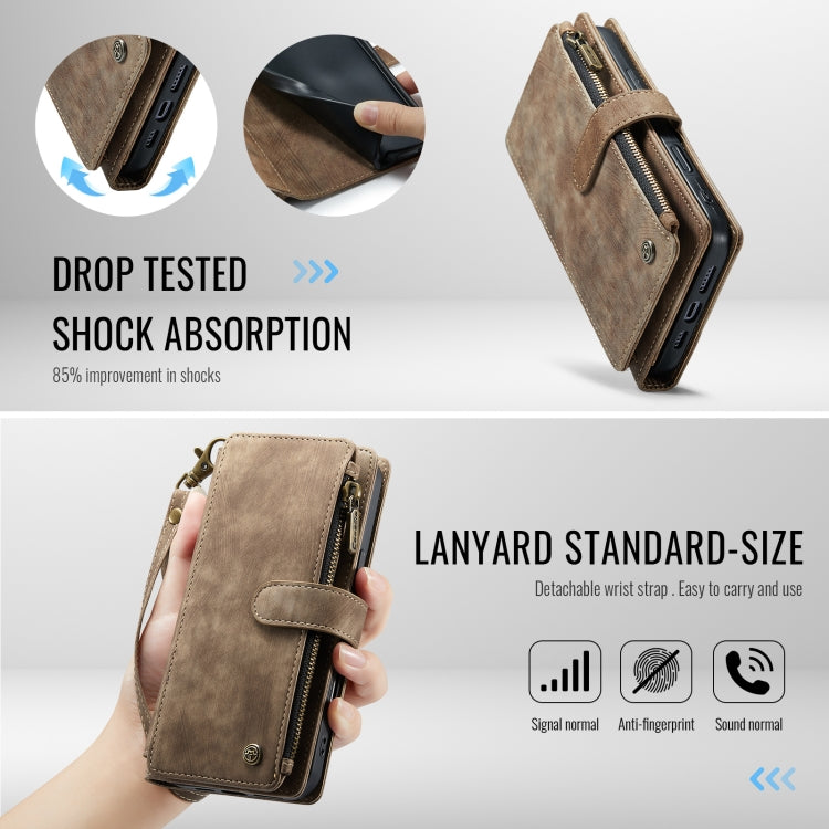 CaseMe C30 Card Slots Zipper Wallet Leather Phone Case, For iPhone 16 Pro, For iPhone 16 Plus, For iPhone 16