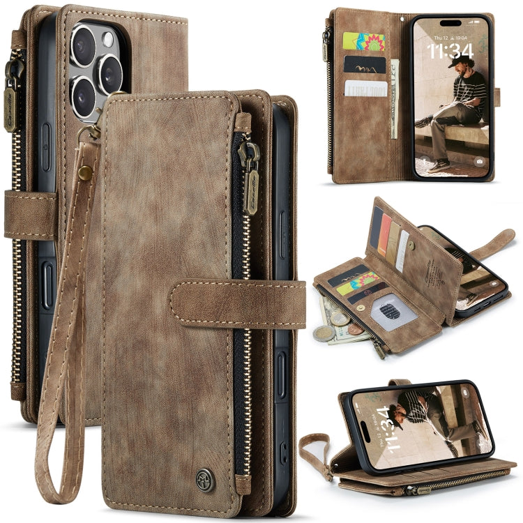CaseMe C30 Card Slots Zipper Wallet Leather Phone Case, For iPhone 17 Pro Max, For iPhone 17 Pro, For iPhone 17, For iPhone Air, For iPhone 16e, For iPhone 16 Pro Max