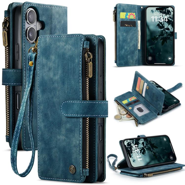 CaseMe C30 Card Slots Zipper Wallet Leather Phone Case, For iPhone 17 Pro Max, For iPhone 17 Pro, For iPhone 17, For iPhone Air, For iPhone 16e, For iPhone 16 Pro Max