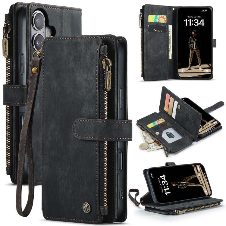 CaseMe C30 Card Slots Zipper Wallet Leather Phone Case, For iPhone 17 Pro Max, For iPhone 17 Pro, For iPhone 17, For iPhone Air, For iPhone 16e, For iPhone 16 Pro Max