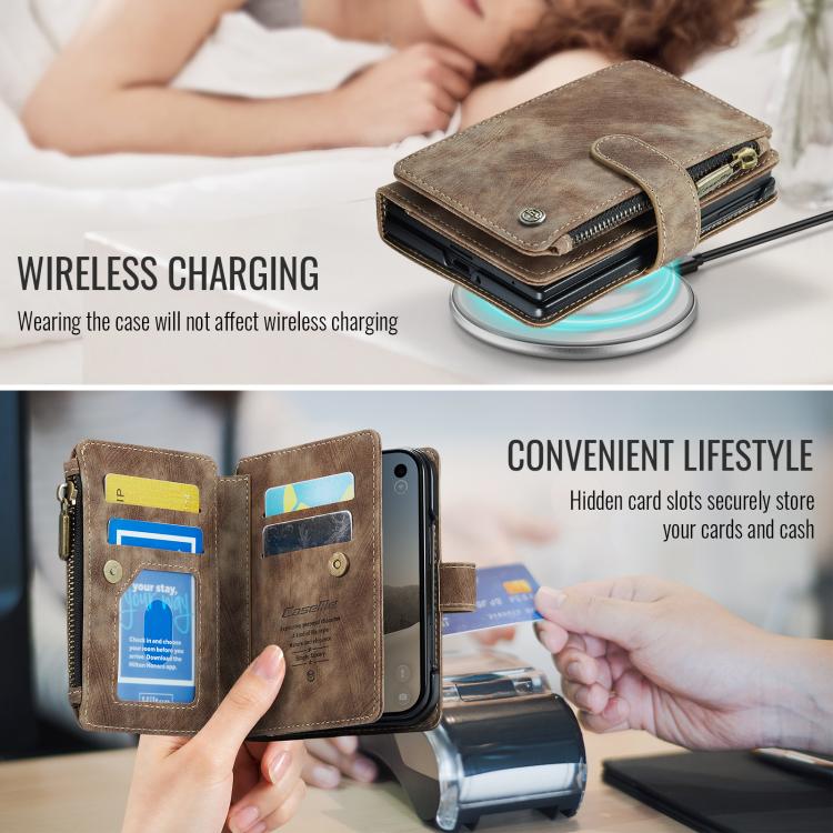 CaseMe C30 Card Slots Zipper Wallet Leather Phone Case, For iPhone 17 Pro Max, For iPhone 17 Pro, For iPhone 17, For iPhone Air, For iPhone 16e, For iPhone 16 Pro Max