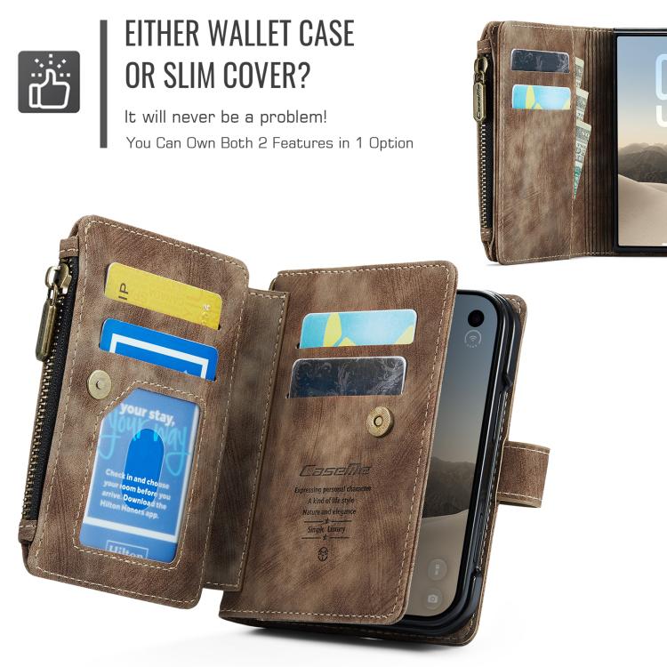 CaseMe C30 Card Slots Zipper Wallet Leather Phone Case, For iPhone 17 Pro Max, For iPhone 17 Pro, For iPhone 17, For iPhone Air, For iPhone 16e, For iPhone 16 Pro Max