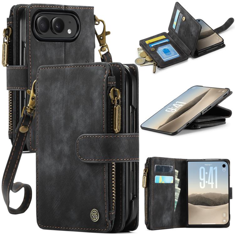 CaseMe C30 Card Slots Zipper Wallet Leather Phone Case, For iPhone 17 Pro Max, For iPhone 17 Pro, For iPhone 17, For iPhone Air, For iPhone 16e, For iPhone 16 Pro Max