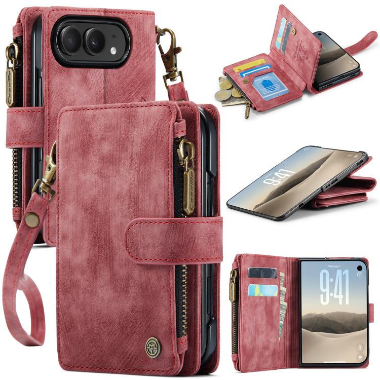 CaseMe C30 Card Slots Zipper Wallet Leather Phone Case, For iPhone 17 Pro Max, For iPhone 17 Pro, For iPhone 17, For iPhone Air, For iPhone 16e, For iPhone 16 Pro Max