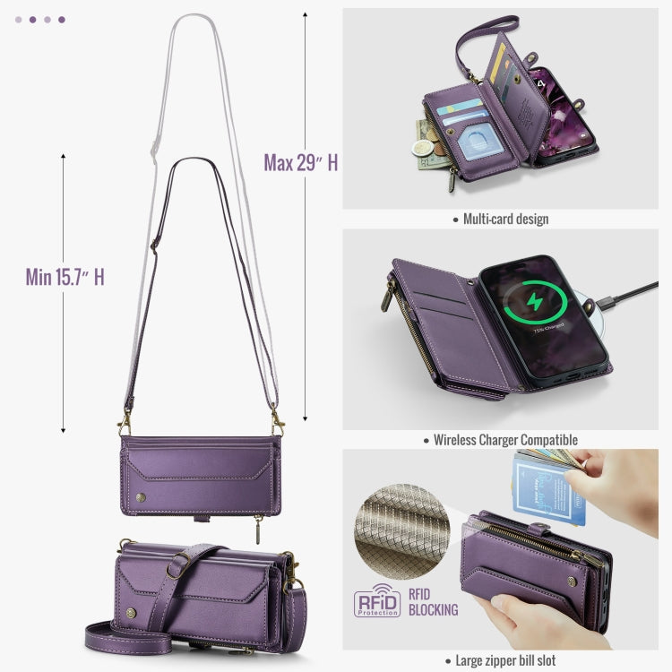 CaseMe C36 Card Slots Zipper Wallet RFID Anti-theft Leather Phone Case, For iPhone Air, For iPhone 16 Pro Max, For iPhone 16 Pro, For iPhone 16 Plus