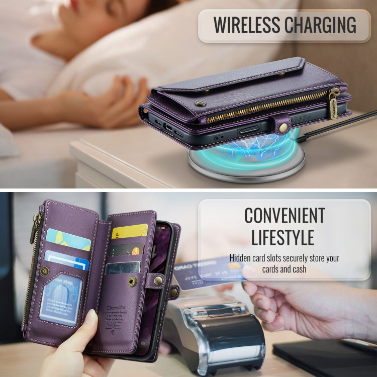 CaseMe C36 Card Slots Zipper Wallet RFID Anti-theft Leather Phone Case, For iPhone Air, For iPhone 16 Pro Max, For iPhone 16 Pro, For iPhone 16 Plus