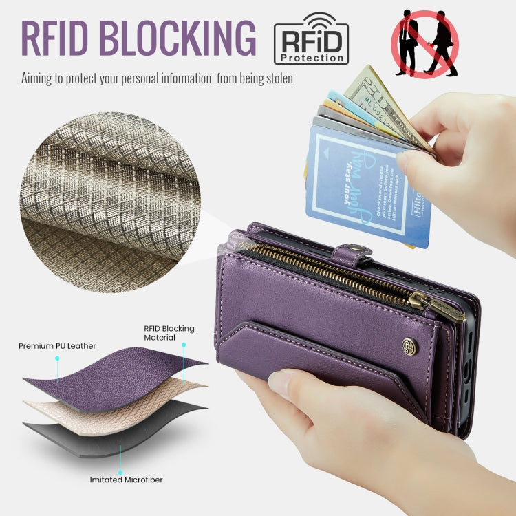 CaseMe C36 Card Slots Zipper Wallet RFID Anti-theft Leather Phone Case, For iPhone Air, For iPhone 16 Pro Max, For iPhone 16 Pro, For iPhone 16 Plus
