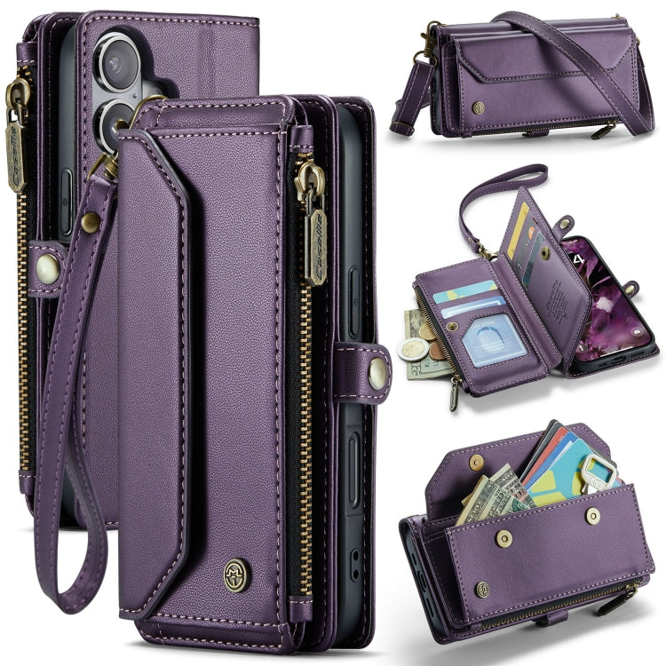 CaseMe C36 Card Slots Zipper Wallet RFID Anti-theft Leather Phone Case, For iPhone 16