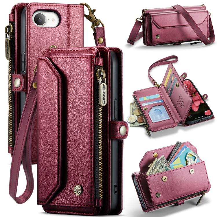 CaseMe C36 Card Slots Zipper Wallet RFID Anti-theft Leather Phone Case, For iPhone 17e / 16e, For iPhone 17 Pro Max, For iPhone 17 Pro, For iPhone 17
