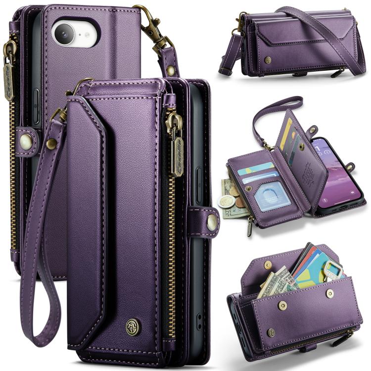 CaseMe C36 Card Slots Zipper Wallet RFID Anti-theft Leather Phone Case, For iPhone 17e / 16e, For iPhone 17 Pro Max, For iPhone 17 Pro, For iPhone 17