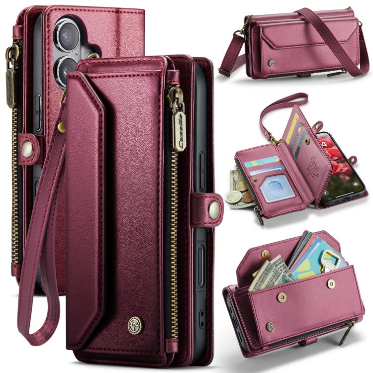 CaseMe C36 Card Slots Zipper Wallet RFID Anti-theft Leather Phone Case, For iPhone 17e / 16e, For iPhone 17 Pro Max, For iPhone 17 Pro, For iPhone 17