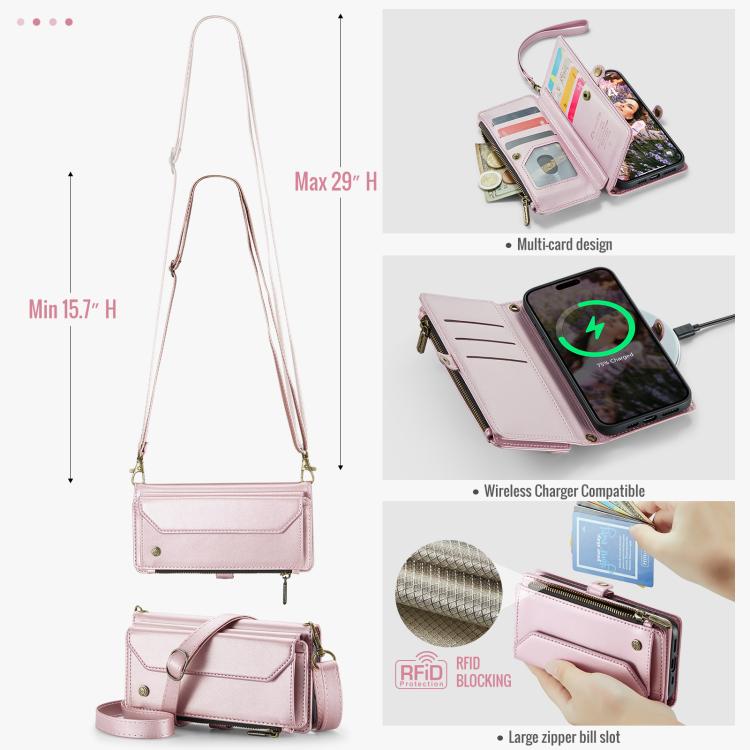 CaseMe C36 Card Slots Zipper Wallet RFID Anti-theft Leather Phone Case, For iPhone Air, For iPhone 16 Pro Max, For iPhone 16 Pro, For iPhone 16 Plus