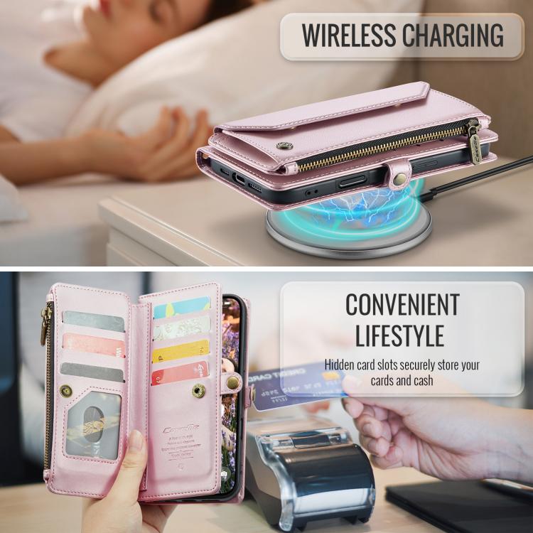 CaseMe C36 Card Slots Zipper Wallet RFID Anti-theft Leather Phone Case, For iPhone Air, For iPhone 16 Pro Max, For iPhone 16 Pro, For iPhone 16 Plus