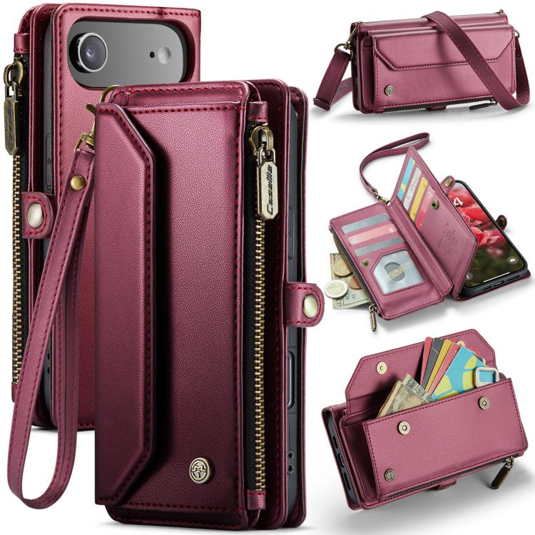 CaseMe C36 Card Slots Zipper Wallet RFID Anti-theft Leather Phone Case, For iPhone Air, For iPhone 16 Pro Max, For iPhone 16 Pro, For iPhone 16 Plus