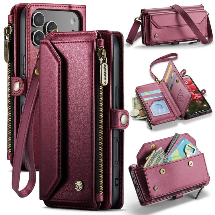 CaseMe C36 Card Slots Zipper Wallet RFID Anti-theft Leather Phone Case, For iPhone 17e / 16e, For iPhone 17 Pro Max, For iPhone 17 Pro, For iPhone 17