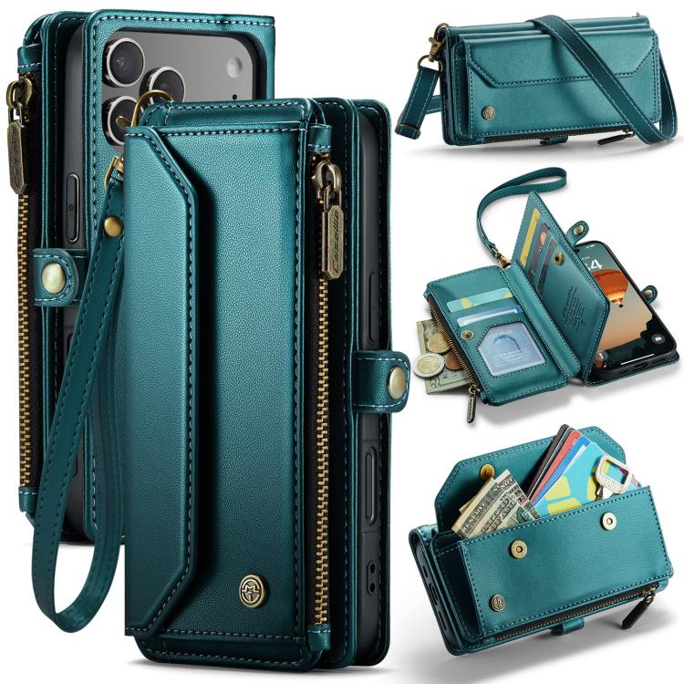 CaseMe C36 Card Slots Zipper Wallet RFID Anti-theft Leather Phone Case, For iPhone Air, For iPhone 16 Pro Max, For iPhone 16 Pro, For iPhone 16 Plus