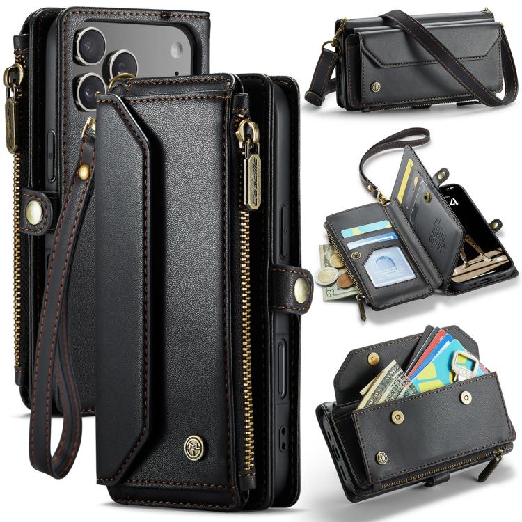 CaseMe C36 Card Slots Zipper Wallet RFID Anti-theft Leather Phone Case, For iPhone Air, For iPhone 16 Pro Max, For iPhone 16 Pro, For iPhone 16 Plus