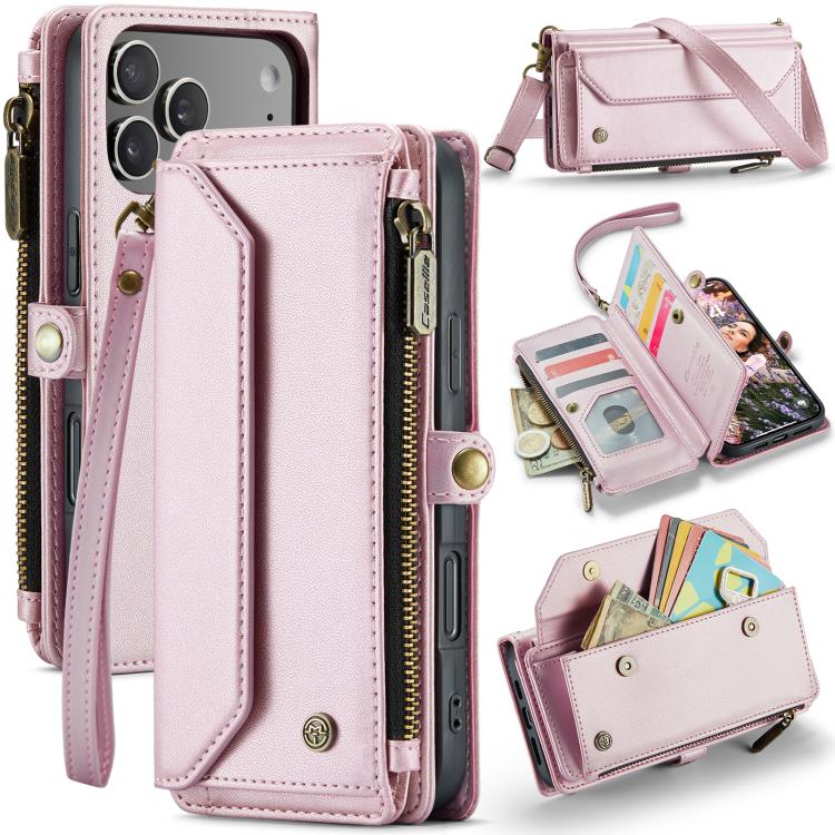 CaseMe C36 Card Slots Zipper Wallet RFID Anti-theft Leather Phone Case, For iPhone 17e / 16e, For iPhone 17 Pro Max, For iPhone 17 Pro, For iPhone 17