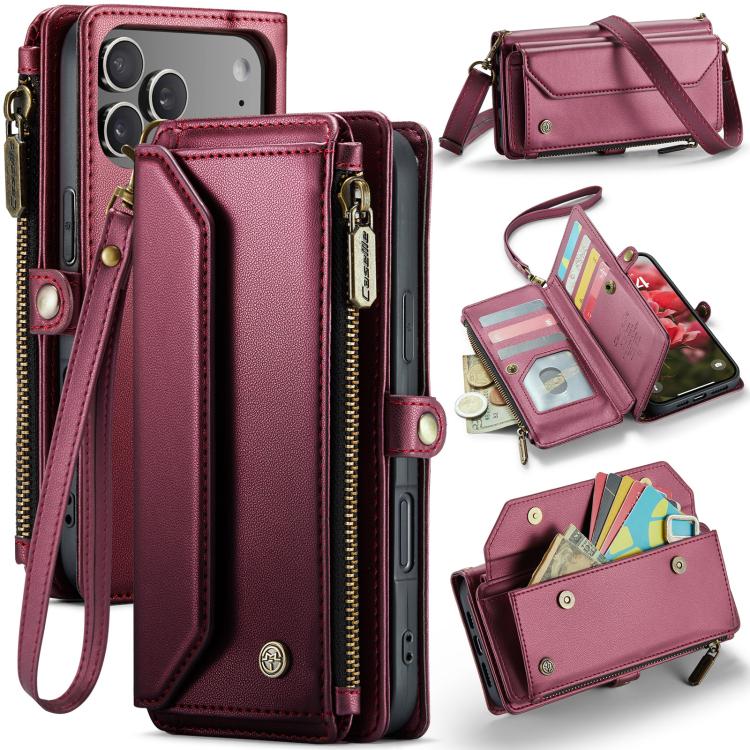 CaseMe C36 Card Slots Zipper Wallet RFID Anti-theft Leather Phone Case, For iPhone 17e / 16e, For iPhone 17 Pro Max, For iPhone 17 Pro, For iPhone 17