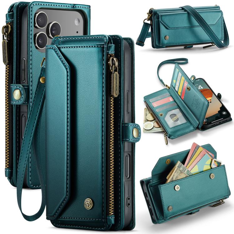CaseMe C36 Card Slots Zipper Wallet RFID Anti-theft Leather Phone Case, For iPhone 17e / 16e, For iPhone 17 Pro Max, For iPhone 17 Pro, For iPhone 17