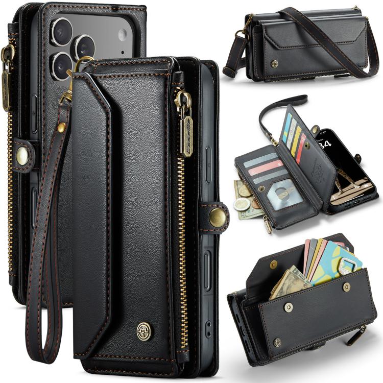CaseMe C36 Card Slots Zipper Wallet RFID Anti-theft Leather Phone Case, For iPhone 17e / 16e, For iPhone 17 Pro Max, For iPhone 17 Pro, For iPhone 17