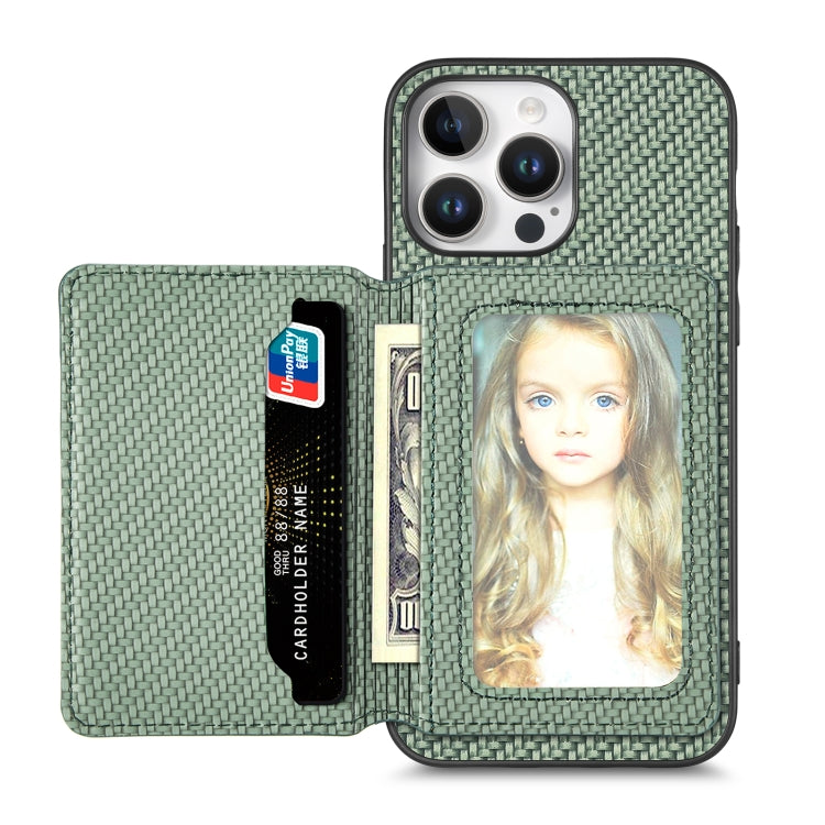 Carbon Fiber Magnetic Card Wallet RFID Blocking Phone Case, For iPhone 16