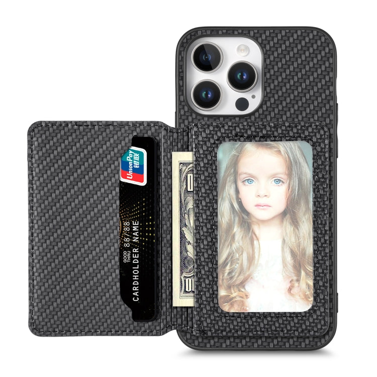 Carbon Fiber Magnetic Card Wallet RFID Blocking Phone Case, For iPhone 16