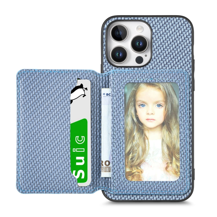 Carbon Fiber Magnetic Card Wallet RFID Blocking Phone Case, For iPhone 16