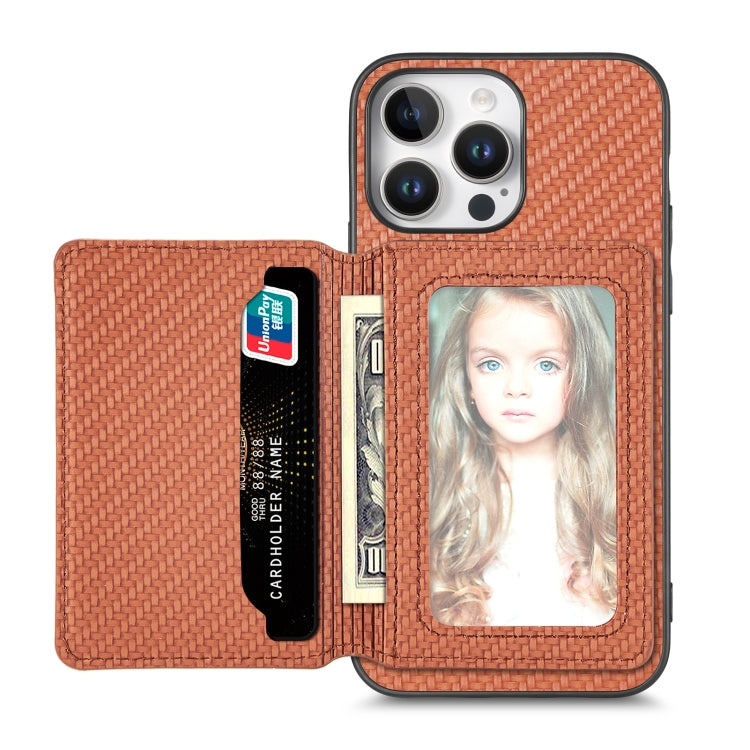 Carbon Fiber Magnetic Card Wallet RFID Blocking Phone Case, For iPhone 16