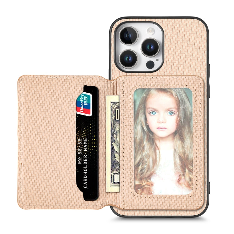 Carbon Fiber Magnetic Card Wallet RFID Blocking Phone Case, For iPhone 16