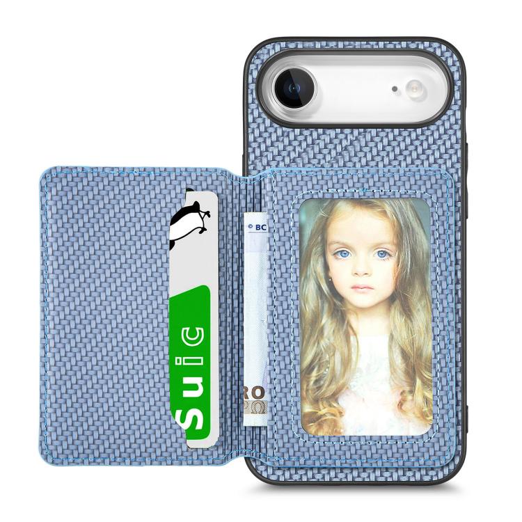 Carbon Fiber Magnetic Card Wallet RFID Blocking Phone Case, For iPhone 16