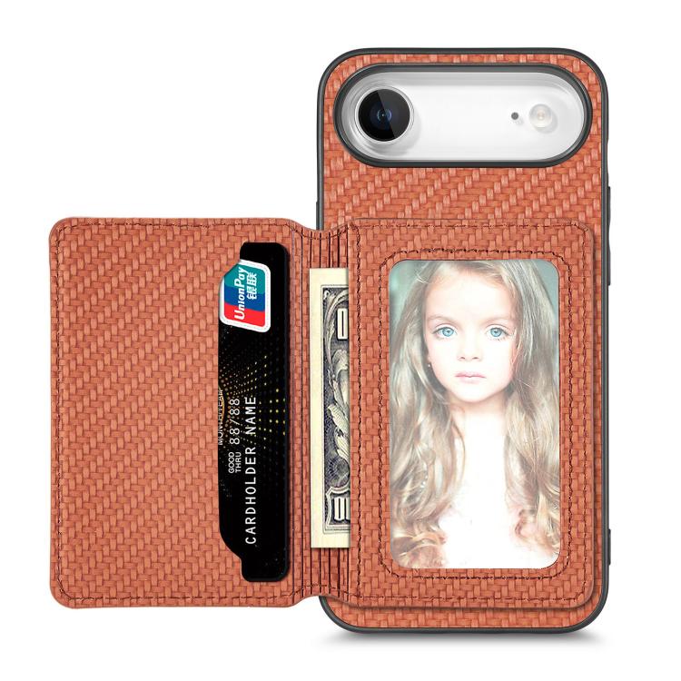 Carbon Fiber Magnetic Card Wallet RFID Blocking Phone Case, For iPhone 16