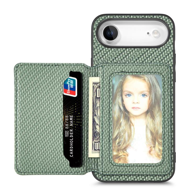 Carbon Fiber Magnetic Card Wallet RFID Blocking Phone Case, For iPhone 16
