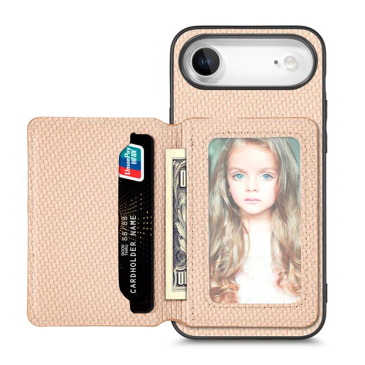 Carbon Fiber Magnetic Card Wallet RFID Blocking Phone Case, For iPhone 16
