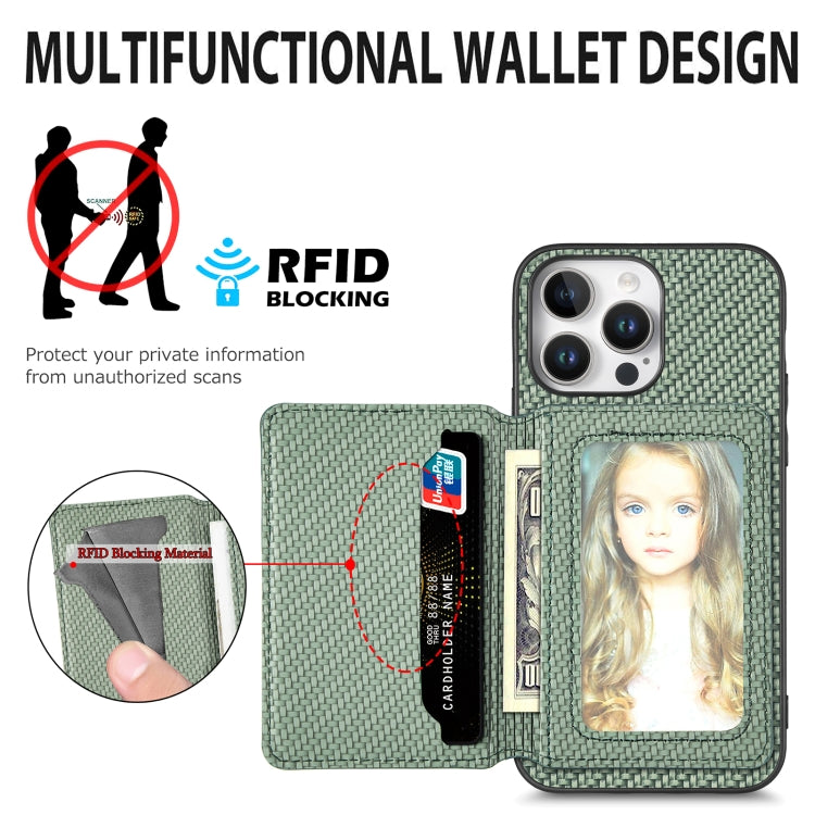 Carbon Fiber Magnetic Card Wallet RFID Blocking Phone Case, For iPhone 16