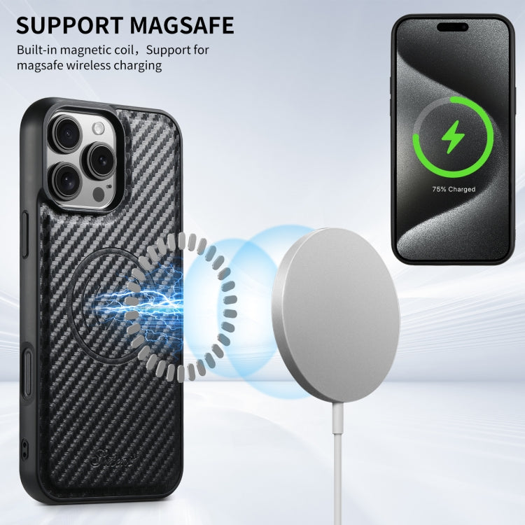 Suteni TXWH18 Carbon Fiber Texture Detachable Wallet MagSafe Phone Case, For iPhone 12 Pro