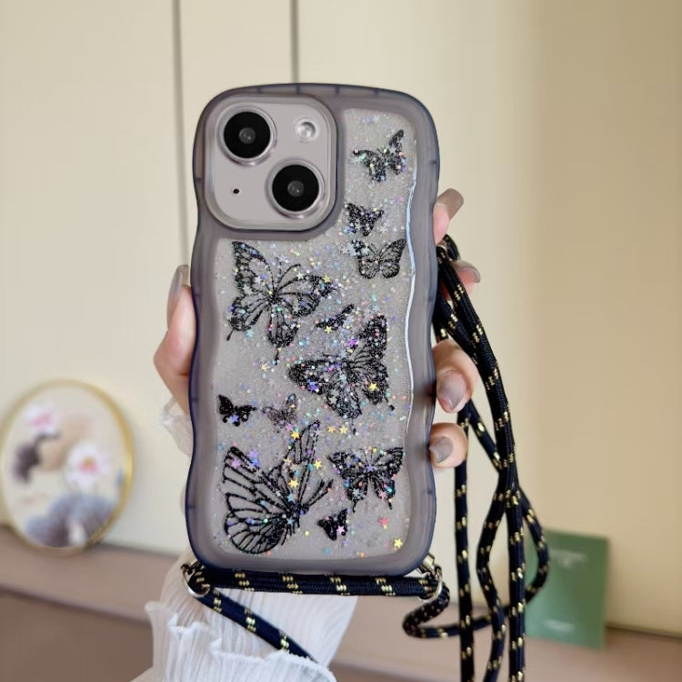 Crossbody Wave Edge Butterfly TPU Phone Case, For iPhone 14 Plus, For iPhone 14, For iPhone 14 Pro, For iPhone 14 Pro Max