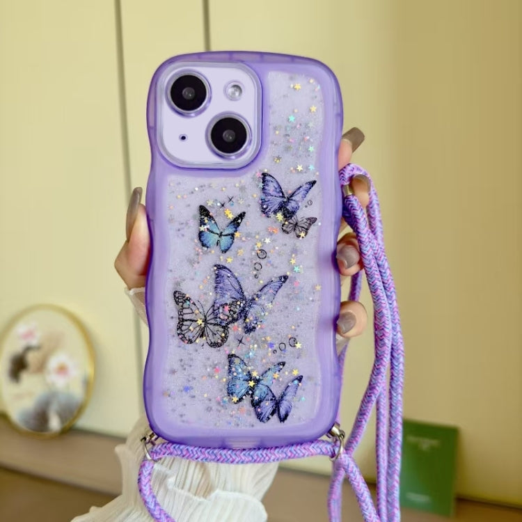 Crossbody Wave Edge Butterfly TPU Phone Case, For iPhone 14 Plus, For iPhone 14, For iPhone 14 Pro, For iPhone 14 Pro Max