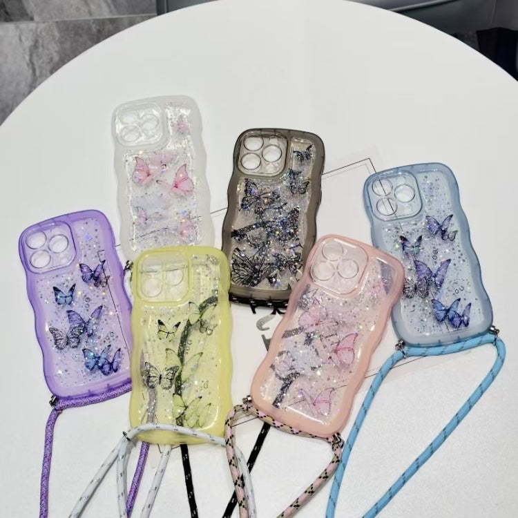Crossbody Wave Edge Butterfly TPU Phone Case, For iPhone 14 Plus, For iPhone 14, For iPhone 14 Pro, For iPhone 14 Pro Max
