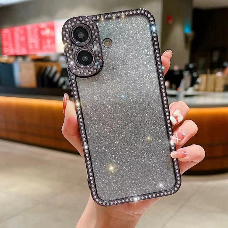 Diamond Gradient Glitter Plated TPU Phone Case, For iPhone 16 Pro Max, For iPhone 16 Pro, For iPhone 16 Plus