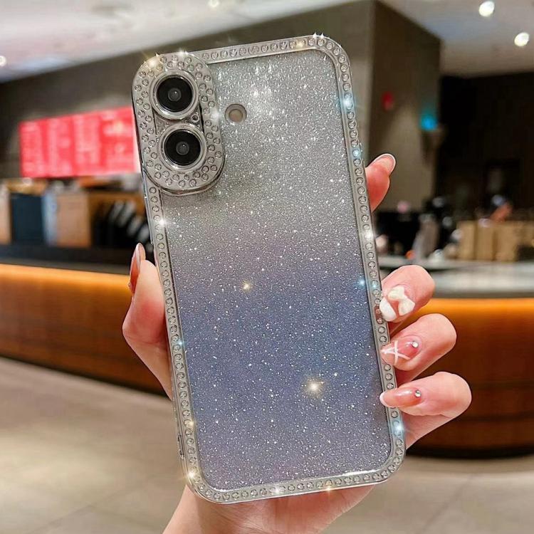 Diamond Gradient Glitter Plated TPU Phone Case, For iPhone 16 Pro Max, For iPhone 16 Pro, For iPhone 16 Plus
