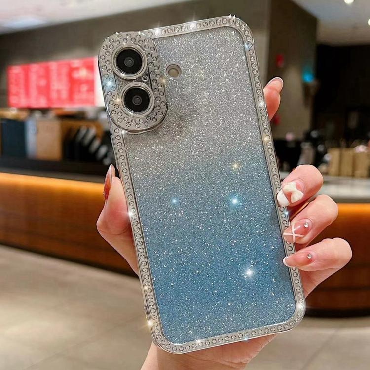 Diamond Gradient Glitter Plated TPU Phone Case, For iPhone 16 Pro Max, For iPhone 16 Pro, For iPhone 16 Plus